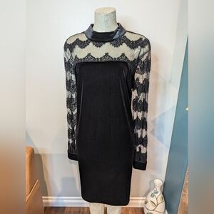 Elegant Black velvet & Lace cocktail Dress size 1x by Junarose